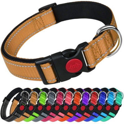 Larryroo Reflective Dog Nylon Collar Slide Lock Safety Buckle Fully Adjustable Soft Neoprene Padding (GoldSmall (25Cm40Cm from B&Q