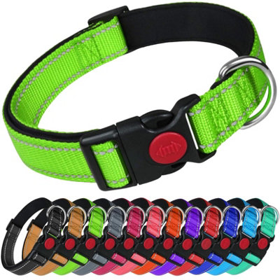 Larryroo Reflective Dog Nylon Collar Slide Lock Safety Buckle Fully Adjustable Soft Neoprene Padding (GreenSmall (25Cm40Cm from B&Q