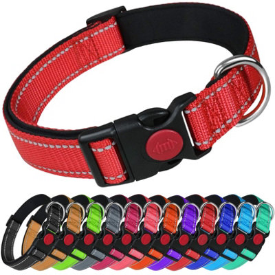 Larryroo Reflective Dog Nylon Collar Slide Lock Safety Buckle Fully Adjustable Soft Neoprene Padding (RedSmall (25Cm40Cm from B&Q