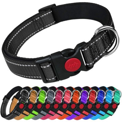 B&Q -  Reflective Dog Nylon Collar Slide Lock Safety Buckle Fully Adjustable Soft Neoprene Padding (BlackMedium (35Cm50Cm