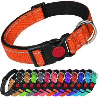 Larryroo Reflective Dog Nylon Collar Slide Lock Safety Buckle Fully Adjustable Soft Neoprene Padding (OrangeLarge (40Cm60Cm from B&Q