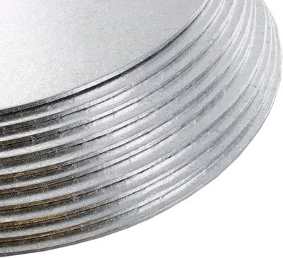 B&Q -  3mm Double Thick QualityRound Silver Cake Board With Smooth Turned Edge Decoration Strong Hardboards For CelebrationBirthday