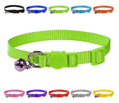 LarryRoo Vibrant Soft Nylon Kitten/cat Collar With Bell And Safety Release Buckle (Green) from B&Q