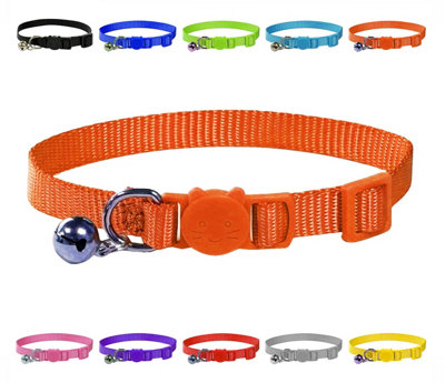 LarryRoo Vibrant Soft Nylon Kitten/cat Collar With Bell And Safety Release Buckle (Orange) from B&Q