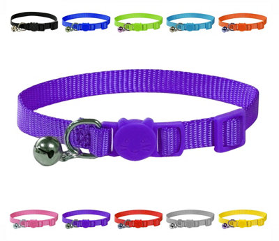 LarryRoo Vibrant Soft Nylon Kitten/cat Collar With Bell And Safety Release Buckle (Purple) from B&Q