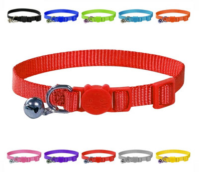 LarryRoo Vibrant Soft Nylon Kitten/cat Collar With Bell And Safety Release Buckle (Red) from B&Q