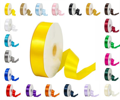 LarryRoo 25 Metres Rolls Double Sided Satin Ribbon Reels In Range Of Widths & Colours (Yellow10mm X 25 Metres) from B&Q