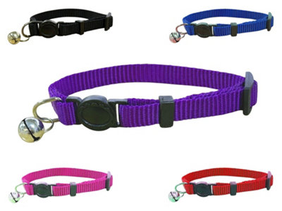 LarryRoo Soft Vibrant Kitten/cat Nylon Collar With Safety Release And Bell (Purple) from B&Q
