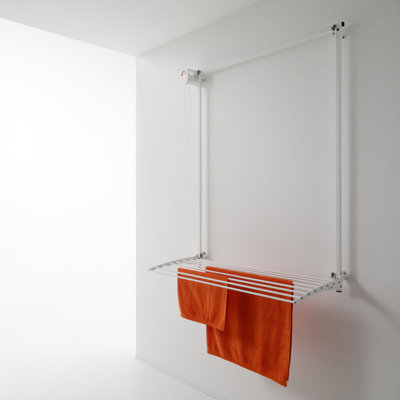 B&Q -  Wall 108 Cm WhiteWall-Mounted Clothes AirerVertical Clothes Drying RackRust-Resistant