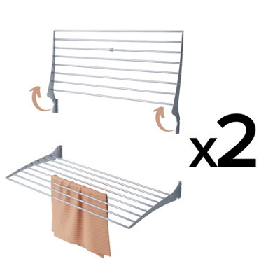 2X Foxydry Fold 116 Cm GreyWall-Mounted Clothes DryerCompact Drying Solution