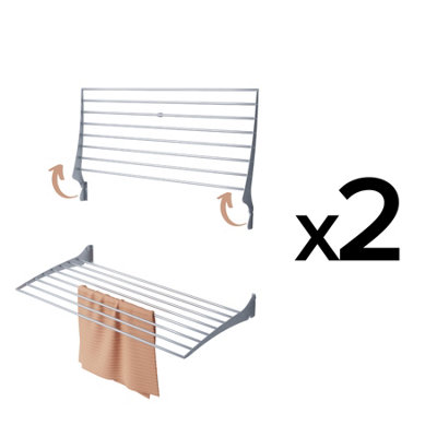 B&Q - 2X  Fold 102 Cm GreyWall-Mounted Laundry AirerFolding Drying System