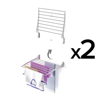 2X Foxydry Fold 62 Cm GreyWall-Mounted Clothes DryerSpace-Saving Laundry Rack