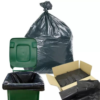  - Heavy Duty Wheelie Bin Liners 240L Black  Pack Of 100