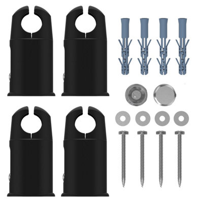Clamp Brackets for Heated Towel Rail Radiators Flat & Curved (Black, 19mm Tube Width) - Image 3