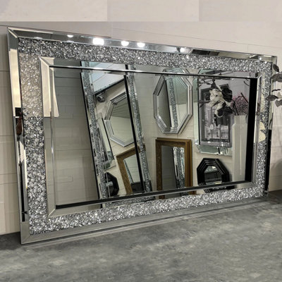 Artloge 120X60Cm Large Charming Diamond Wall Mirror Crushed Crystal Long Full Length Mirror from B&Q