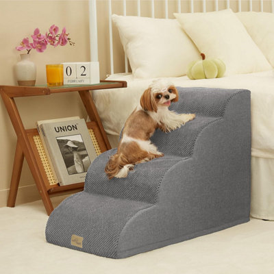 Bingopaw Dog Stairs 4 Steps For Bed Sofa Cats Ladder Ramp With Removable Cover from B&Q
