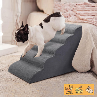 Bingopaw Dog Stairs 5 Steps For Bed Sofa Cats Ladder Ramp With Removable Cover from B&Q