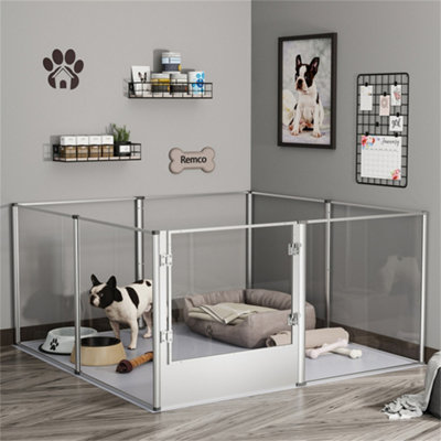 Bingopaw Large Dog Playpen CageAcrylic Clear Exercise Play Pen Whelping Box Barrier,120X120X61Cm from B&Q
