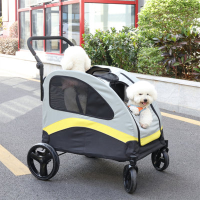 Bingopaw Large Double Seat Pet Stroller Divider Travel Pushchair Carrier For 2 Dogs Cats from B&Q