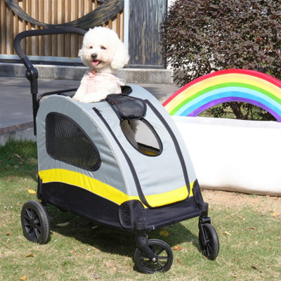 Bingopaw Dog Stroller Pram Doggy Pushchair Wagon Travel Adjustable Handle For Small Dog Cat,57X76X102Cm from B&Q