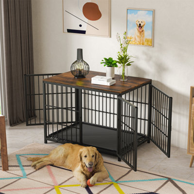 Bingopaw Medium Industrial  Dog Crate With With Tray Pet Dog Kennel Cage Furniture 78.5 X 56.8 X 65 Cm from B&Q