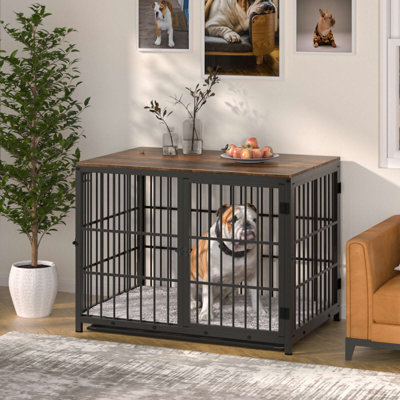 Bingopaw Large Industrial  Dog Crate With With Tray Pet Dog Kennel Cage Furniture 91.5X63.5X74.5Cm from B&Q
