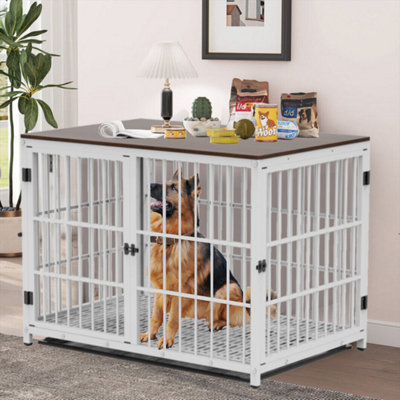 Bingopaw Xl Indestructible Heavy Dog Crate Dog Cage Kennel Home Storage End Table Wooden Top 107.5X71.5X81Cm from B&Q