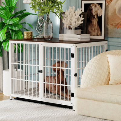 Bingopaw Large Indestructible Heavy Dog Crate Dog Cage Kennel Home Storage End Table Wooden Top 91.5X63.5X74.5Cm from B&Q