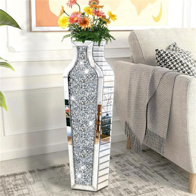Artloge Crushed Diamond Mirrored Vase Floor Vase Bling Crystal Glass Vase Decorative (Cannot Hold Water) from B&Q