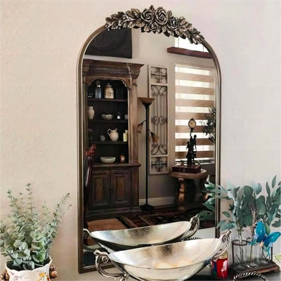 Artloge Antique Gold Traditional Arch Mirror Baroque Inspired Ornate Mirror Wall Decor50X75Cm from B&Q