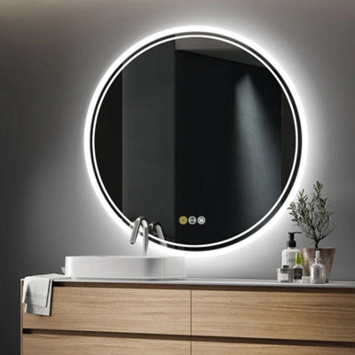 Luvodi 800X800 mm Bathroom Mirror Illuminated Led Light Backlit Dimmable Demister Pad from B&Q