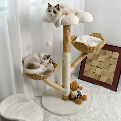 Bingopaw Large Flower Cat Tree Wooden Cat Tower Scratching Post Cat Activity Centre60X111Cm from B&Q