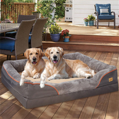 B&Q -  Xxl Orthopedic Waterproof Pet Sofa Bed Dog Raised Foam Bolster Cuddler Bed,120X90X30Cm