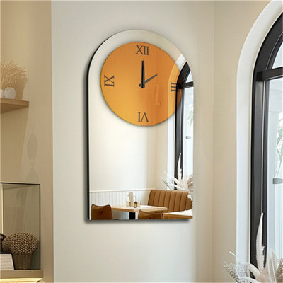 Artloge Arched Wall Clock For Living Room Decor Mirrored Finish Kitchen Bedroom Study,50X90Cm from B&Q
