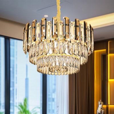 Vrygle Light Heavy Duty Raindrop Crystal Chandelier Pendant Ceiling Restaurant Kitchen Hotel 40Cm B&Q