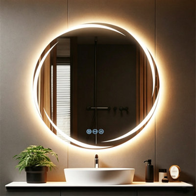 Luvodi 800mm Anti-Fog Led Bathroom Mirror Circle Backlit Hd Vanity Mirror Shatterproof from B&Q