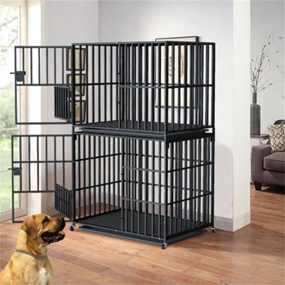 Bingopaw 107X77.5X156.5Cm Oversized Stackable Dog Crate Deluxe Strong Double Layer Animal Pet Kennel Cage With Trays from B&Q