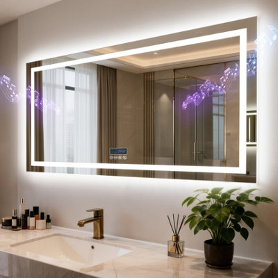 Luvodi 1400X800mm Xxl Bluetooth Led Bathroom Mirror With Lights Anti Fog Vanity Mirror from B&Q
