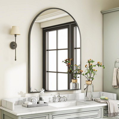 Luvodi 960X660mm Modern Arch Bathroom Mirror Hallway Wall Mirror For Fireplace Dresser Nightstand from B&Q