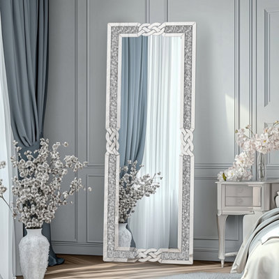 B&Q -  160Cm Large Diamond Crush Crystal Full Length Mirror Glass Frameless Make Up Mirror