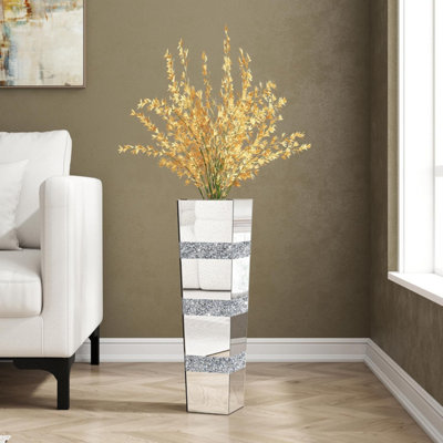 Artloge 71.5Cm Luxury Mirrored Flower Vase Sparkle Crushed Diamond Floor Vase For Artificial Flower (Cannot Hold Water) from B&Q