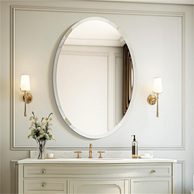 Artloge 60X80Cm High Definition Frameless Oval Wall Mirror For Bathroom Vanity,bevel Edge from B&Q