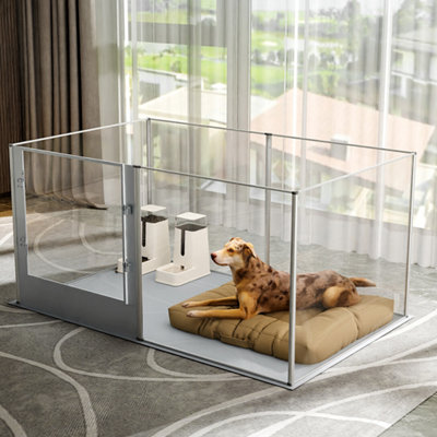 Bingopaw 6Pcs Large 163X102.5X80Cm Acrylic Dog Playpens Pet Dog Puppy Kennel Crate Aluminium Frame from B&Q