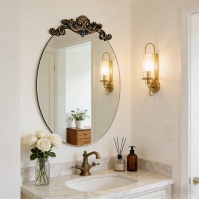 Artloge 70X94.5Cm Oval Mirror Gold Vintage Ornate Baroque Wall Mirror Hd Glass Anti-Deformation from B&Q