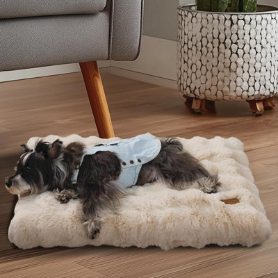 Bingopaw 90Cm Dog Bed Pet Calming Cushion Mat Washable Soft Warm Plush MattressKhaki Beige from B&Q