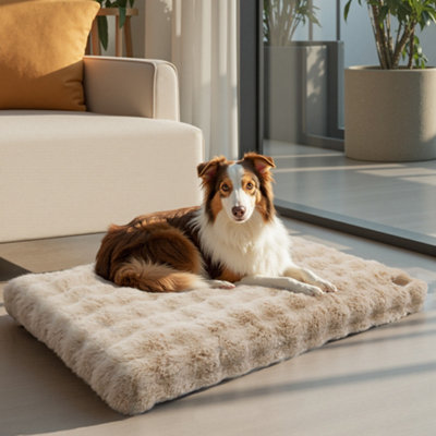 Bingopaw 105Cm Dog Bed Pet Calming Cushion Mat Washable Soft Warm Plush MattressKhaki Beige from B&Q