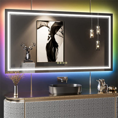 Luvodi 1200X600mm Illuminated Led Rgb Bathroom Mirror Extra Large Anti-Fog Face Touch Sensor from B&Q
