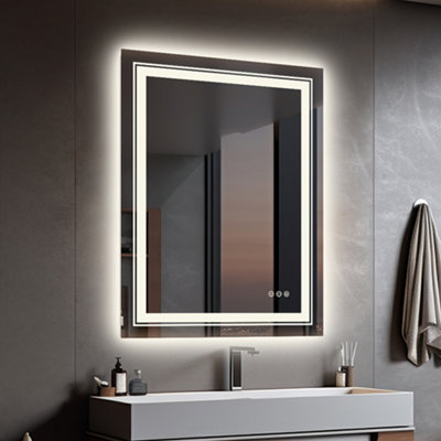 Luvodi 600X800mm Led Bathroom Mirror Front Light And Backlit Vanity Mirror Anti-Fog Wall Mounted from B&Q