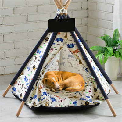 B&Q -  Pet Teepee Tent Dog Cat Bed Pet Houses With Thick Cushion & Blackboard84X84X87Cm