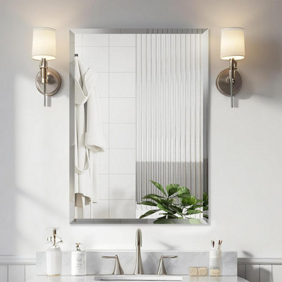 Artloge 50X70Cm Bathroom Mirror Plain Rectangle Frameless Beveled Edge Wall Mounted from B&Q